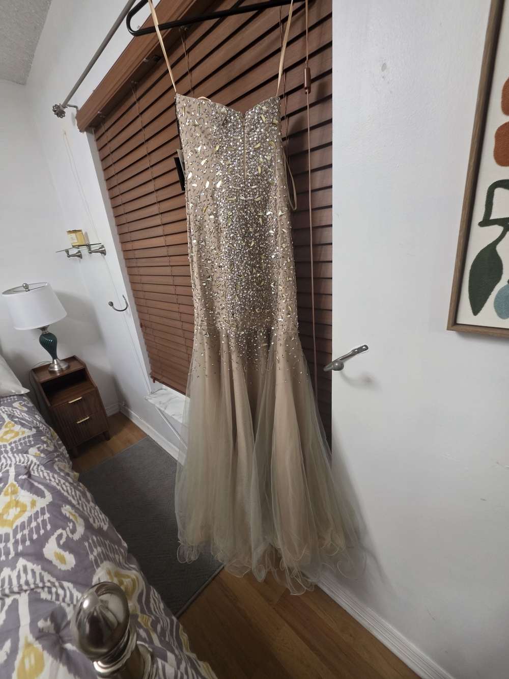 Beaded Tulle Maxi Skirt in Champagne Sequins